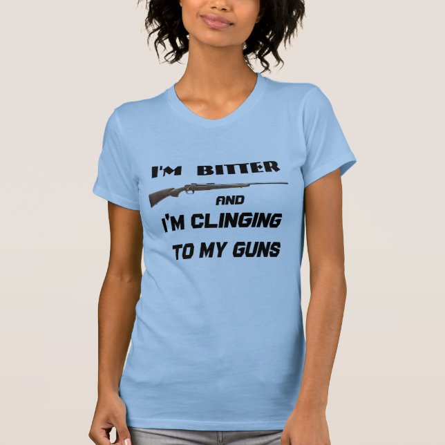 Bittert Clinger roligt politiskt Tee Shirt (Framsida)