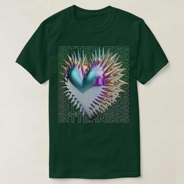 Bittert, spiralformig 3D-Mörk för hjärta Y2K T Shirt (Design framsida)