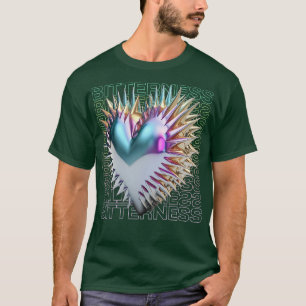 Bittert, spiralformig 3D-Mörk för hjärta Y2K T Shirt