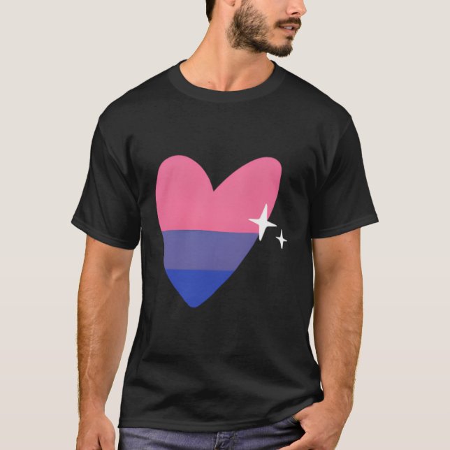 Biual He Lgbtq Bi Pride Flagga Kärlek Illustration T Shirt (Framsida)