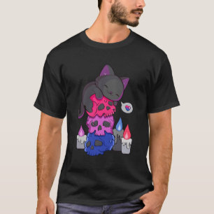 Biual Pride Kawaii Katter Hög Skull Katt Lgbt Bi P T Shirt