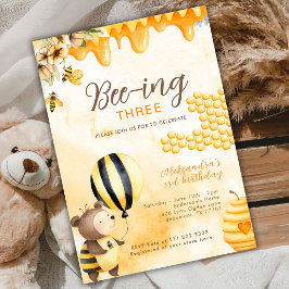 Bivacker tre Honey Bear 3-årsdag Gul Inbjudningar