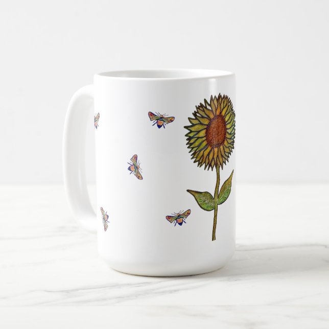 Bivandebjörn och solrosmugg kaffemugg (Framsida vänster)