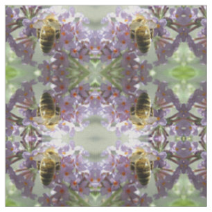 Bivax och Buddleia-blommor Mönstrad Djur Tyg