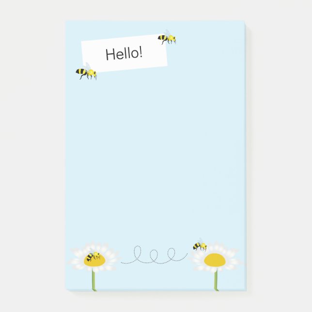 Bivax på blomster Post-it Notes - Blå bakgrund Block (Framsida)