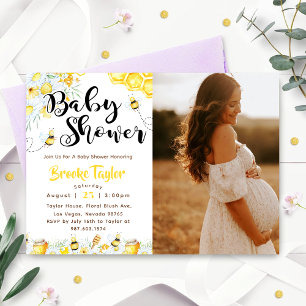Bivildblomma Baby Shower Foto Inbjudningar