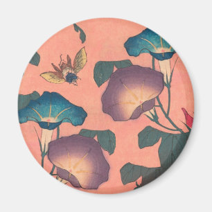 Bivora och blomma Japansk asiatisk konst Magnet