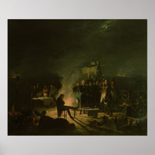 Bivouac av Napoleon mig på slagfältstrid Poster