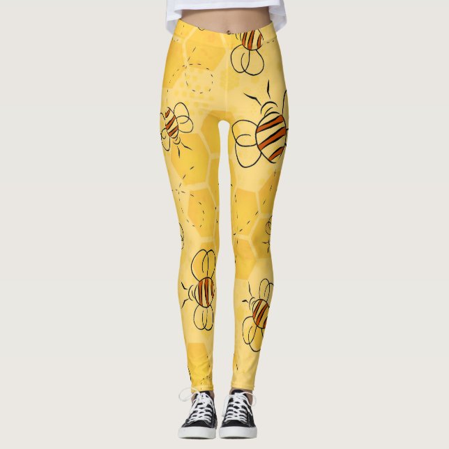 Bivråmande honungsbin söta  leggings (Framsida)