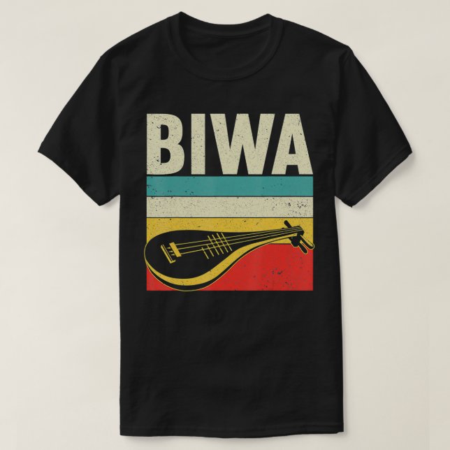 BIWA Asian Retro Instrument Design for Music  T Shirt (Design framsida)