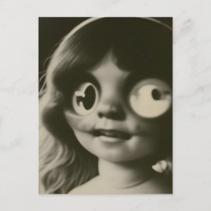 Bizarre Doll Head Halloween-vykort Vykort