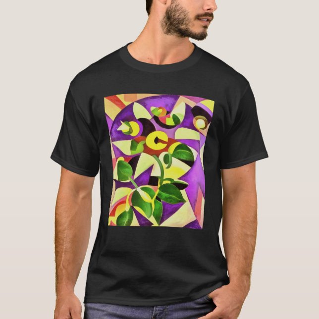 Bizarre Passiflora Flower Geometric Abstract T Shirt (Framsida)