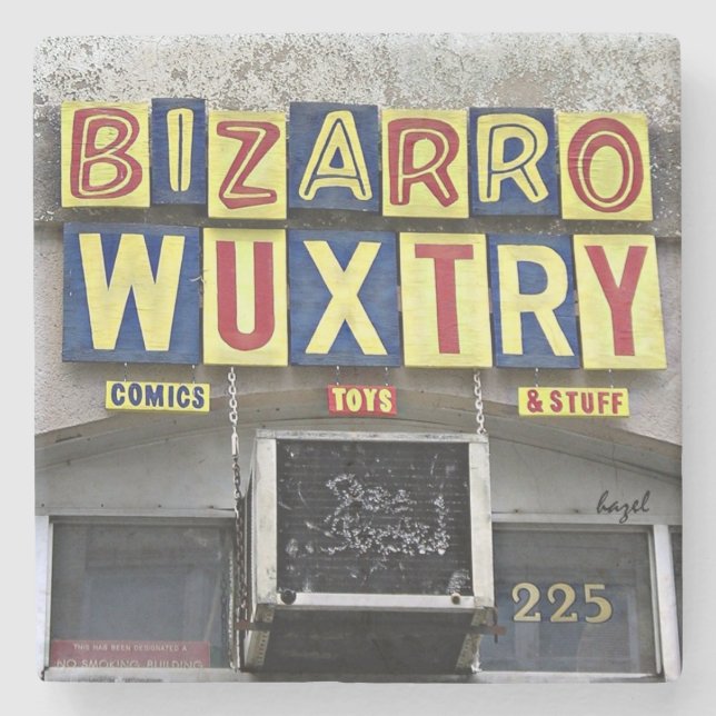 Bizarro Wuxtry, Aten, Ga, Marble Stone Underlägg. Underlägg Sten (Framsidan)