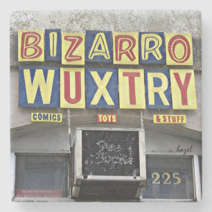 Bizarro Wuxtry, Athens, Ga, marmorstenCoaster. Underlägg Sten