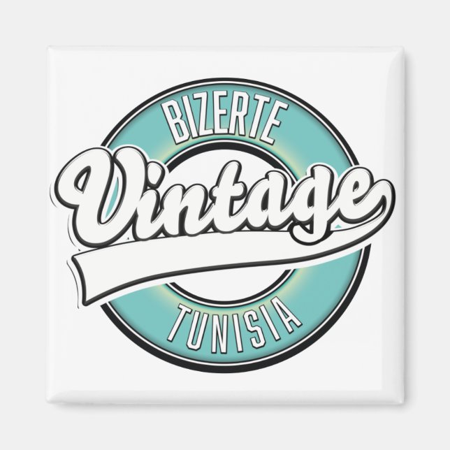 Bizerte Tunisien vintage stil logotyp Magnet (Framsidan)