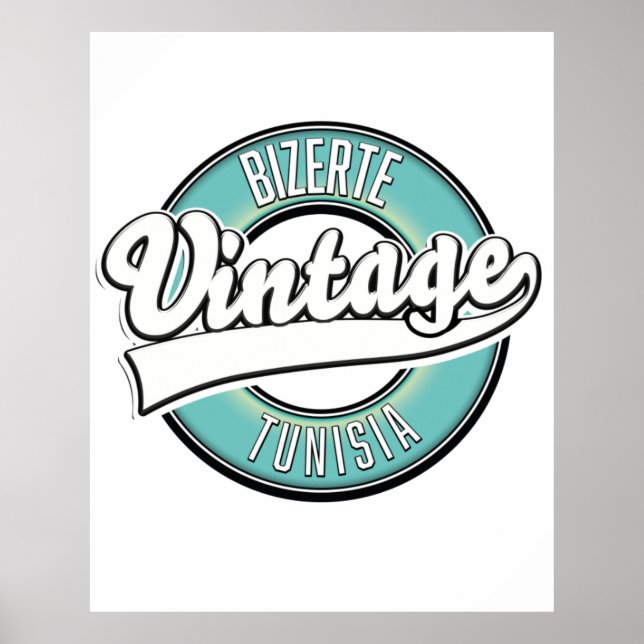 Bizerte Tunisien vintage stil logotyp Poster (Framsidan)