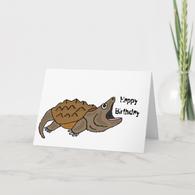 BJ- Funny Snapping Turtle Birthday Card Kort (Framsida)