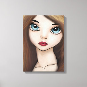 BJD Anime Girl Doll Manga Japanska Porträtt Skriv  Canvastryck