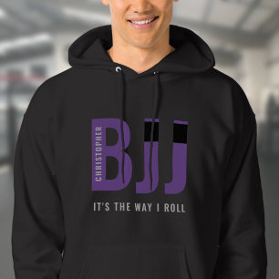 BJJ Brazilian Jiu Jitsu Add Namn Lila Bälte Hoodie
