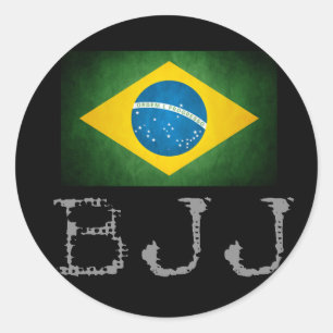BJJ Brazilian Jiu Jitsu Flagga Sticker Runt Klistermärke