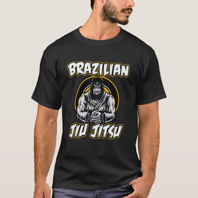 BJJ Gorilla Brazilian Jiu Jitsu T Shirt (Framsida)