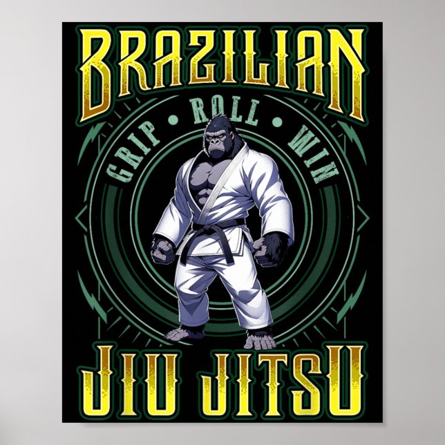 BJJ Grip Roll-vinst - Grappling Jiu Jitsu Gorilla Poster (Framsidan)