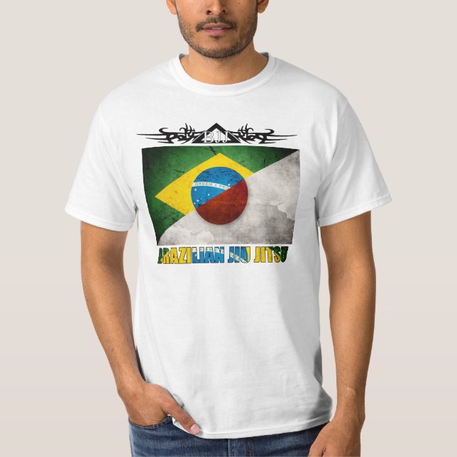 BJJ Japan - Brazilian/japansk flaggafusion T T Shirt (Framsida)