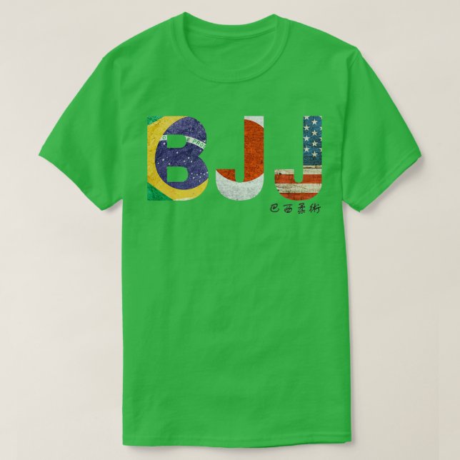 BJJ med Brasilien, Japan och USA, Flagga T Shirt (Design framsida)