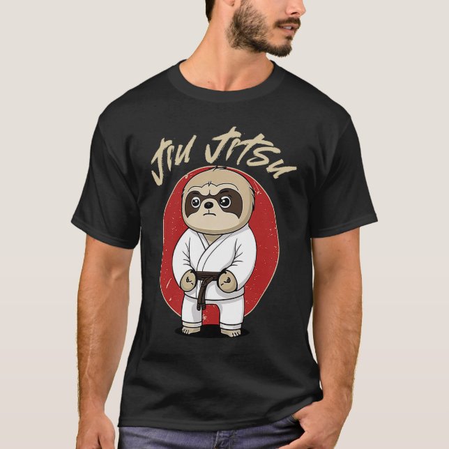 BJJ MMA Sloth Brazilian Jiu Jitsu Grappling T Shirt (Framsida)