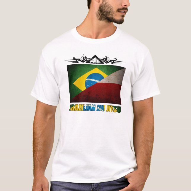 BJJ Polen - Brazilian/polsk flaggafusion T Tee Shirt (Framsida)