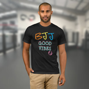 BJJ Retro Graffiti stil Good Vibes Black T Shirt