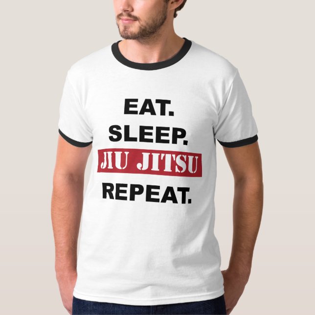 BJJ-T-tröja: Äta, sova, Jiu Jitsu, repetition T Shirt (Framsida)