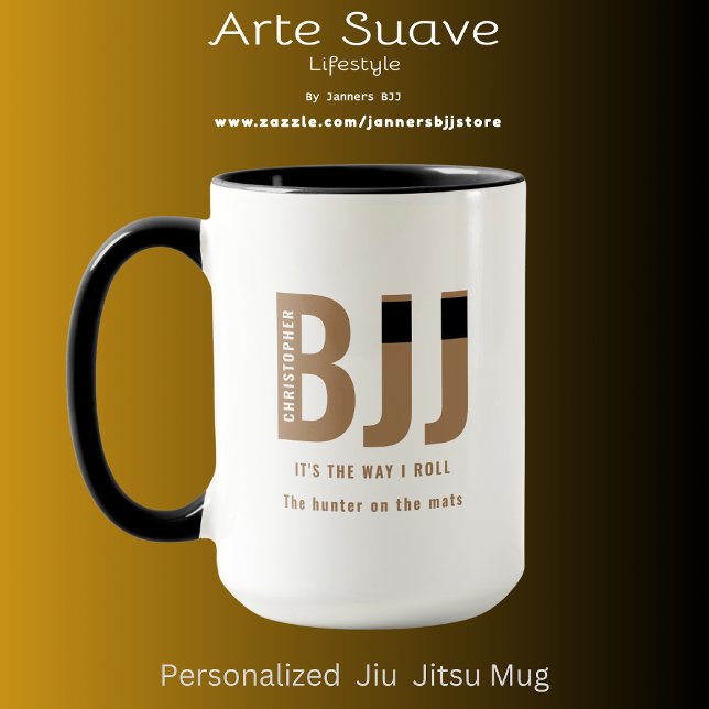 BJJ Way I Roll Add Ditt namn Jiu Jitsu Brown Bälte Mugg (Personalized BJJ brown belt coffee mug.)