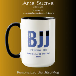 BJJ Way I Roll Anpassad Namn Jiu Jitsu Blått Bälte Mugg