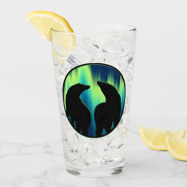 Björglas av northen Ljus Bear Glass Personalize Glaskopp (Framsida Ice)