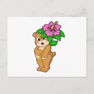 Björk med blomma hibiskus vykort