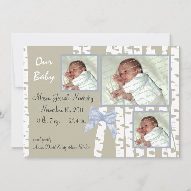 Björkar och slingor Baby Meddelande (Framsida)