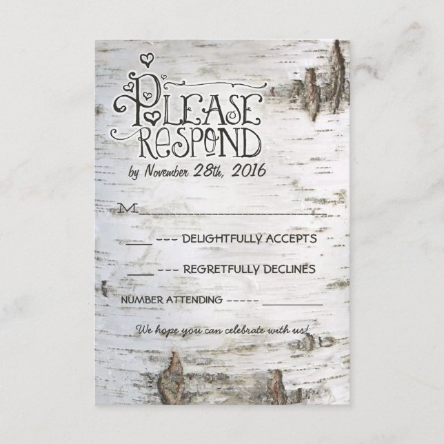 björkbarksbröllop svarar OSA kort (Framsida)