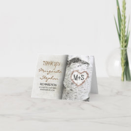 Björkbarkshjärta - Rustikt Träd Bröllop Tack Kort