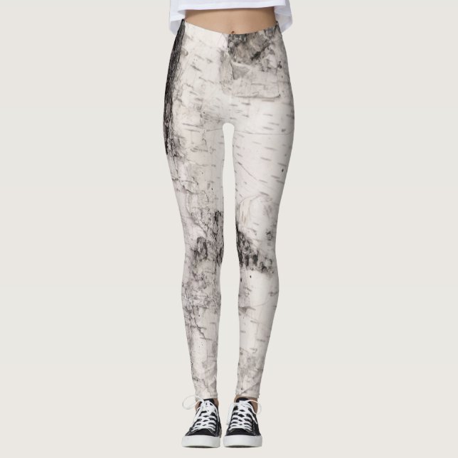 Björkbarksmönstrad linne leggings (Framsida)