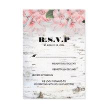Björkbarksrustika lanthustru RSVP-kort
