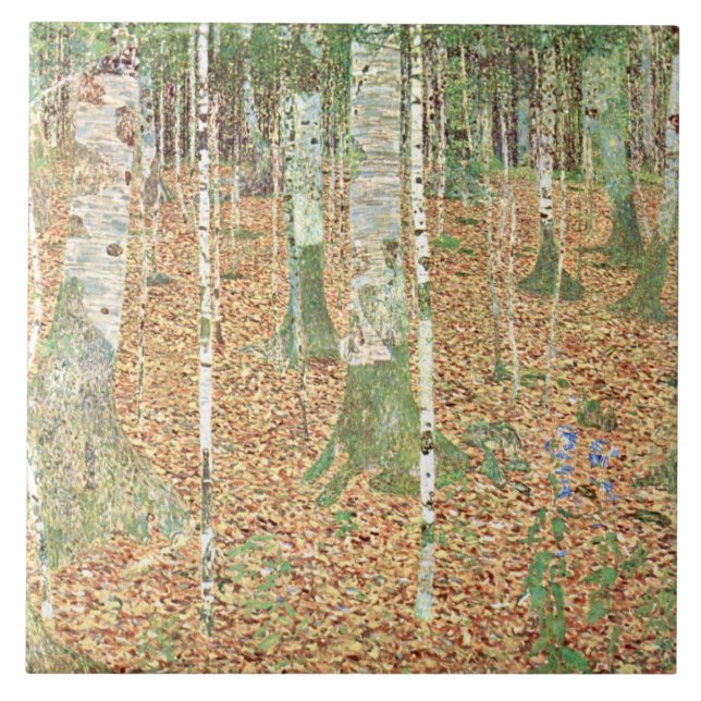 Björkskog av Gustav Klimt Kakelplatta (Framsidan)