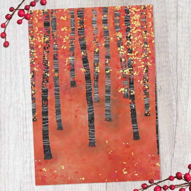 Björkskogslandskap Platt Kort (Birch tree forest art card)