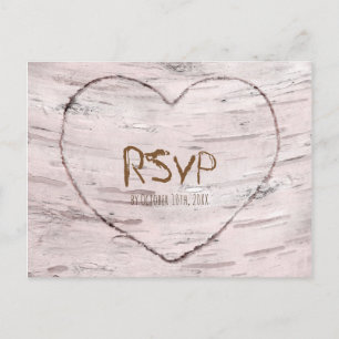 Björkträd & Heart Rustik Bröllops-RSVP Inbjudan Vykort