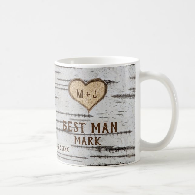Björkträd hjärta rustik bröllop Best Man Kaffemugg (Höger)