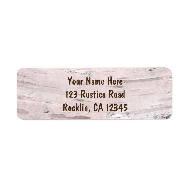 Björkträd & Hjärtat Rustik Enkel Minimal Bröllop Returadress Etikett (Framsidan)