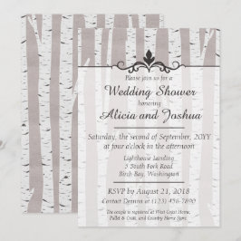 Björkträd Rustik Natur Bröllopsdusch Inbjudan
