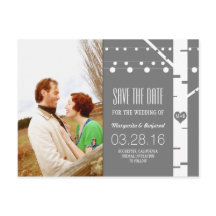 björkträd strängljus foto spara datum