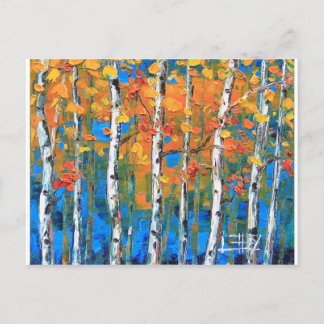 Björkträdmålning, blåttbjörken, nedgång vykort