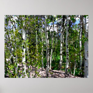 Björkträdvattenfärg på kanfas 24x18 poster